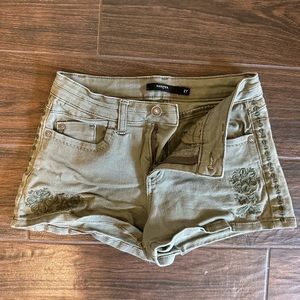 Harper Embroidered Olive Shorts